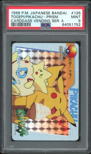Pokemon Japanese Carddass 1998 126 Togepi/Pikachu Prism Ser 4 PSA 9 64051752 - Picture 1 of 2