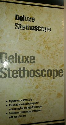 Flat Head Stethoscope Stethoscope Deluxe Black Stainless Steel incl. 2 Spare Olives  