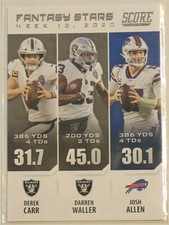 Darren Waller/Derek Carr/Josh Allen 2021 Score Fantasy Stars Football Card!! 