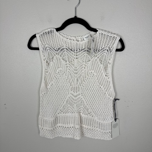 Abercrombie & Fitch Crochet Sleeveless Top Womens Size L Large Cream Lightweight