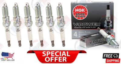 NGK ''V-Power'' Spark Plugs (Set of 6) for 2003-2008 Mazda 6 3.0L V6