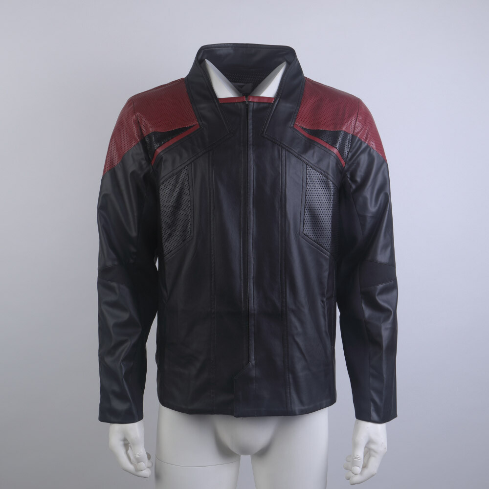 Picard 3 Captain Riker Jack Red Leather Jacket Geordi Lore Worf