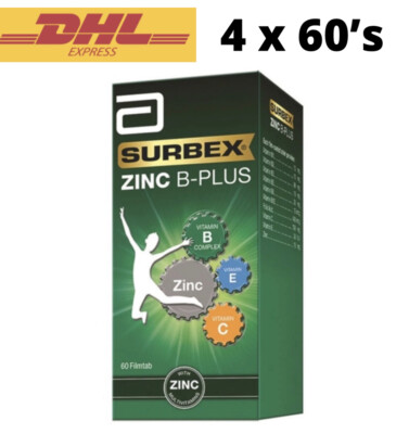 SURBEX ZINC B-PLUS Multivitamin Anti-Stress & Improve Stamina Energy  - 60's x4