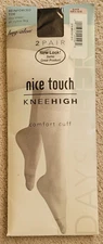 Nice Touch Reinforced Toe Day Sheer Black Knee High 2 pack Size A (sealed)