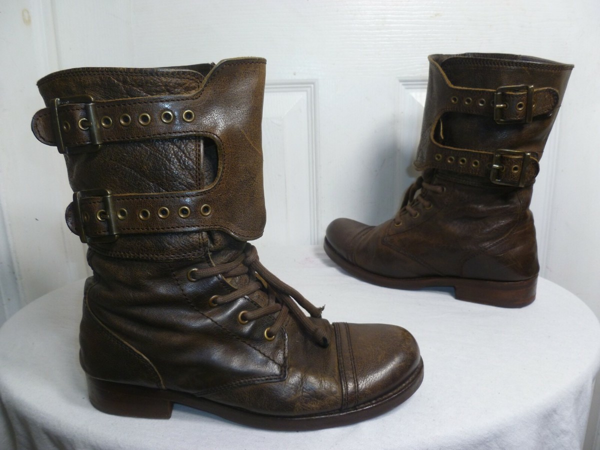 ALL SAINTS BROWN LEATHER DAMISI MILITARY COMBAT BOOTS EU 36  display picture 3