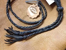 USA BRAIDED LEATHER DEERSKIN 24” STAMPEDE STRING HANDMADE HANDBRAID BLACK
