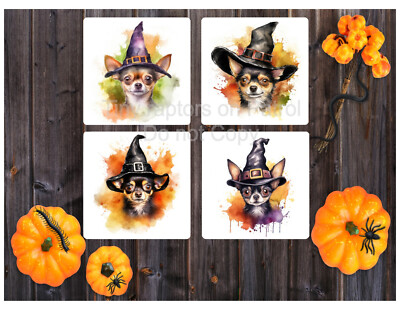 Halloween themed neoprene drink coasters, set of 4, CHOICE, absorbent, Fall