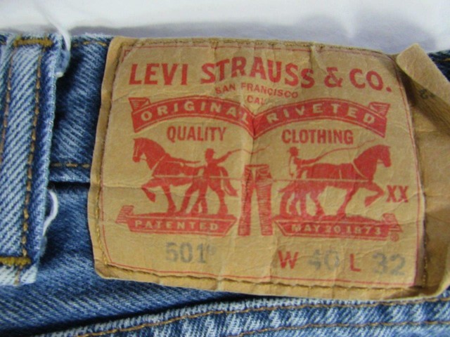 Levi 501 Button Fly Straight Leg Faded Denim Jeans Tag 40x32 Measure 38x29 | eBay