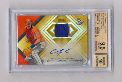 CARLOS CORREA 2014 PLATINUM GOLD REFRACTOR AUTO JERSEY RC #11/50