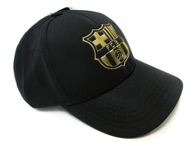 Cappello Con Visiera FC BARCELLONA Nero Logo Oro Barca Ufficiale