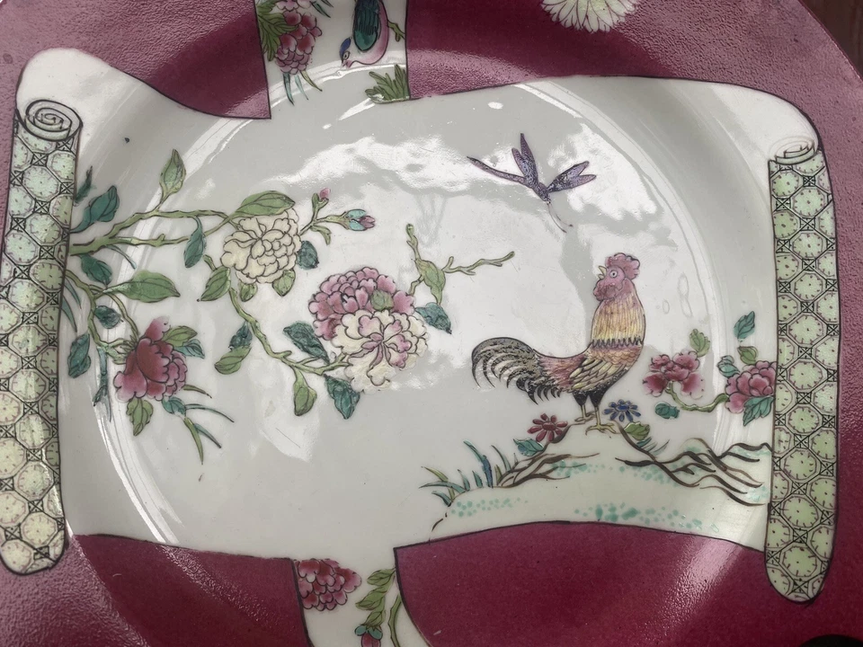 Chinese famille-rose porcelain EXPORT rooster plate Yongzheng Qianlong Qing pd - Image 4 of 4