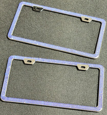 Blue Rhinestoe License Plate Frame Set Of 2 Mini Rhinestone Chrome Blue