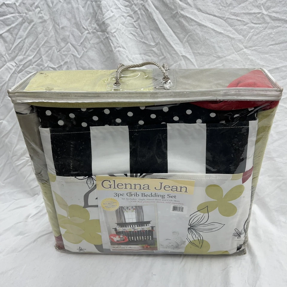 Conjunto de roupa de cama para berço Glenna Jean McKenzie 3 peças HTF novo em folha fora de produção - Imagem 3 de 4