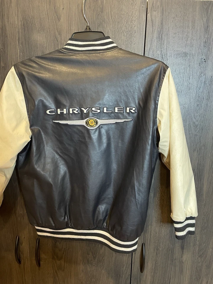Chaqueta Letterman Vintage Chrysler 2004 Cuero Mezcla Lana Adulto XS Negra Foto 4 de 4