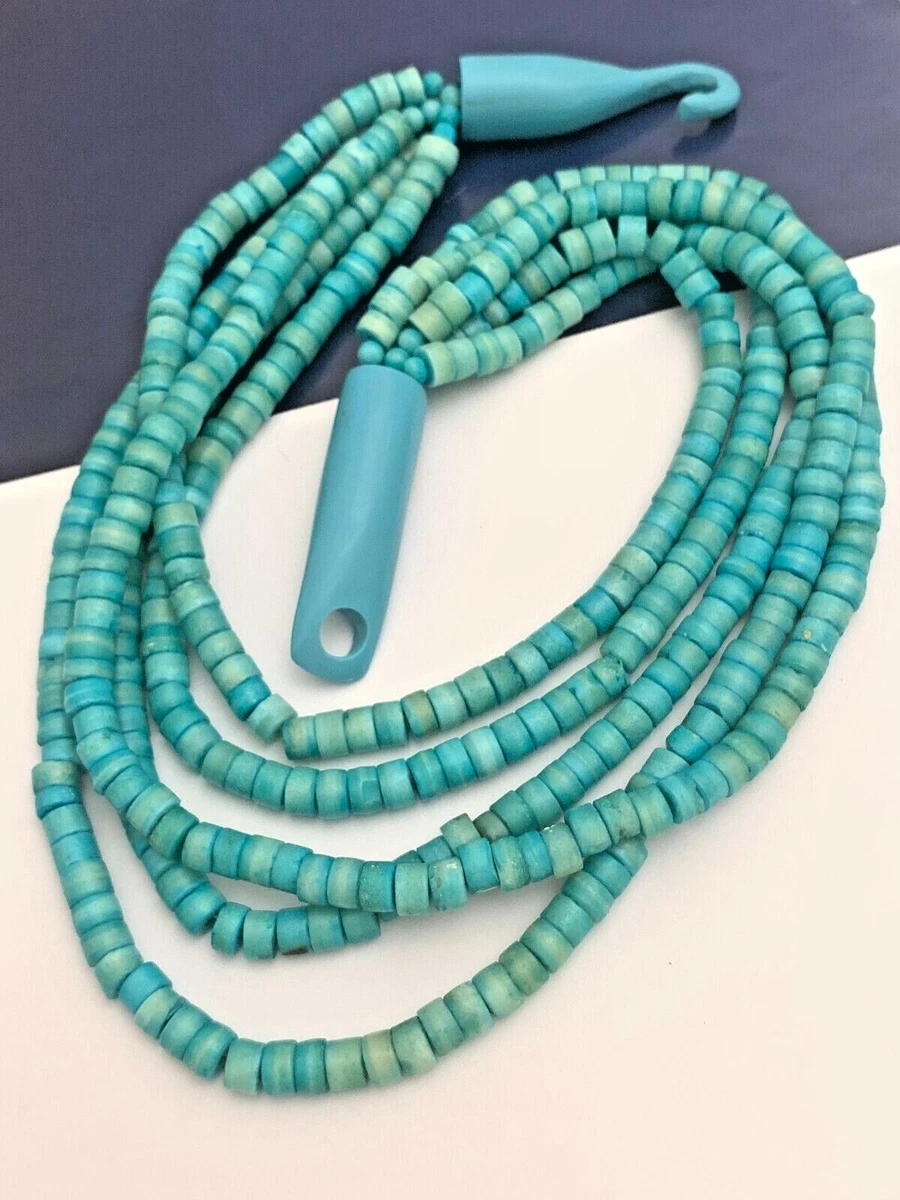 Vintage Monies Gerda Lynggaard Multistrand Blue Dyed Bead Necklace
