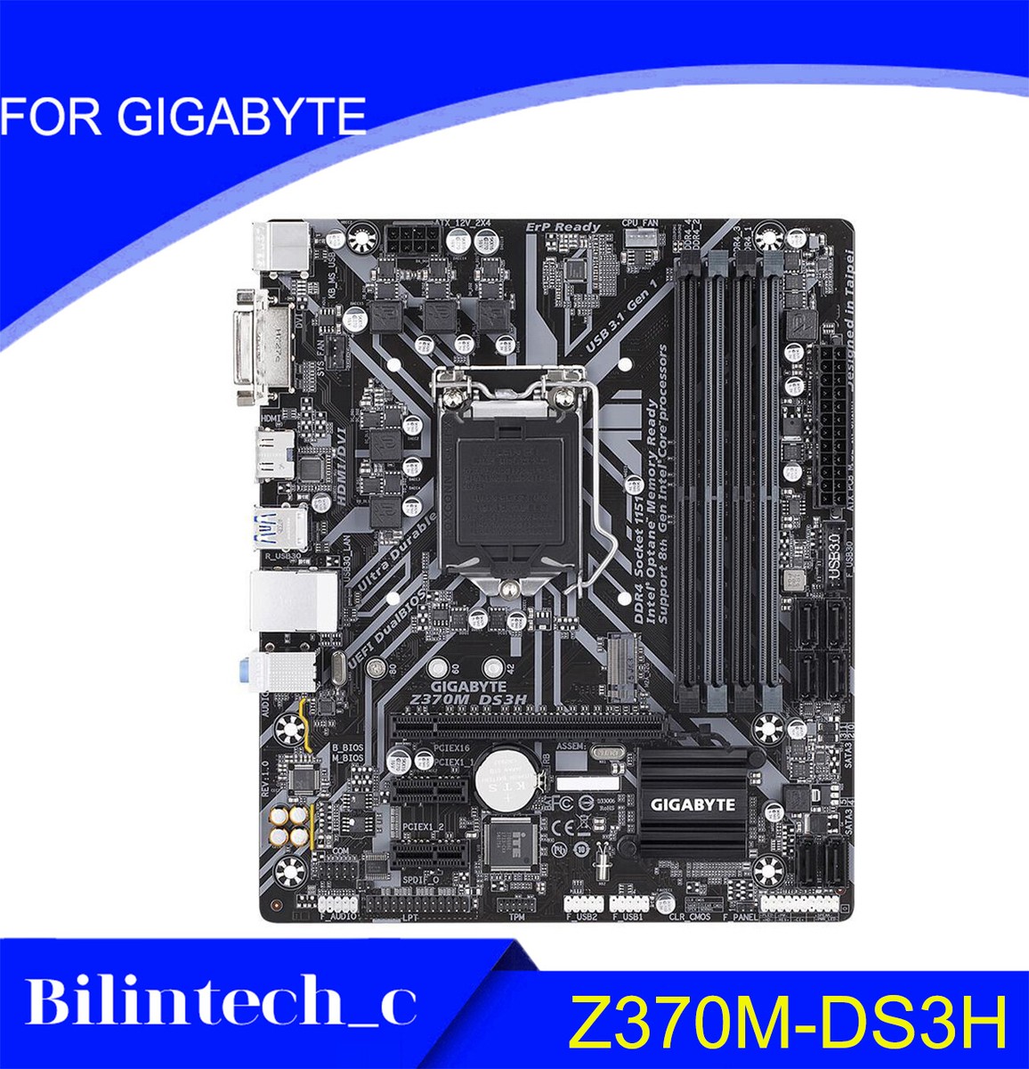 FOR GIGABYTE Z370M-DS3H DDR4 64GB Z370 DVI+ Motherbroad Test ok | eBay