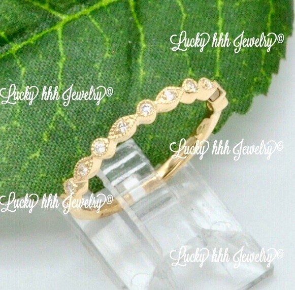 14k Solid Yellow gold Natural Diamond Anniversary band ring 0.10 ct