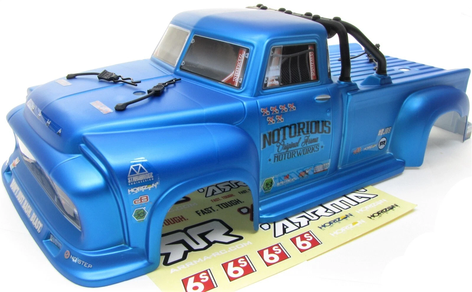 Arrma NOTORIOUS 6s BLX - Body Shell (BLUE polycarbonate outcast cover ARA8611v5 - Picture 2 of 4