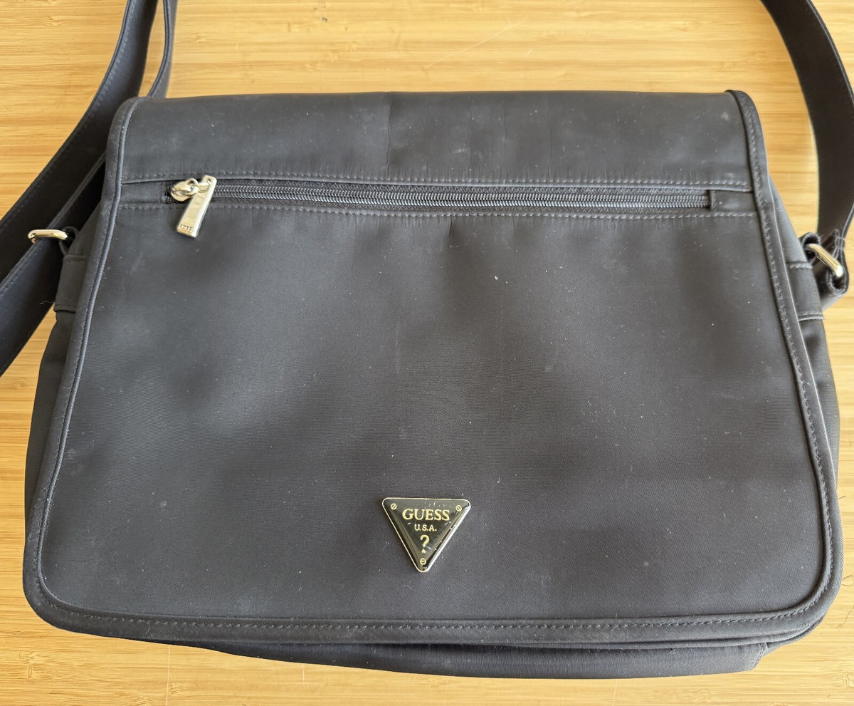 Vintage 2000s Guess Black Nylon Messenger Bag | eBay