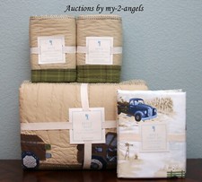 Pottery Barn Kids BRYCE TRUCKS F/Q Quilt  Shams  Sheet Set VINTAGE RETRO  NLA