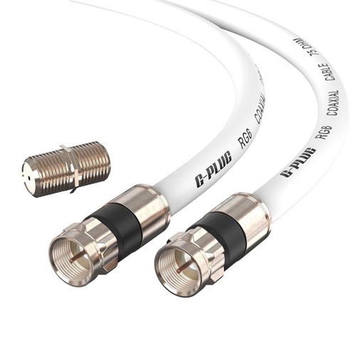 SAT Kabel 10m F Stecker Wei&szlig; 75dB TV Receiver Anschluss Antennen