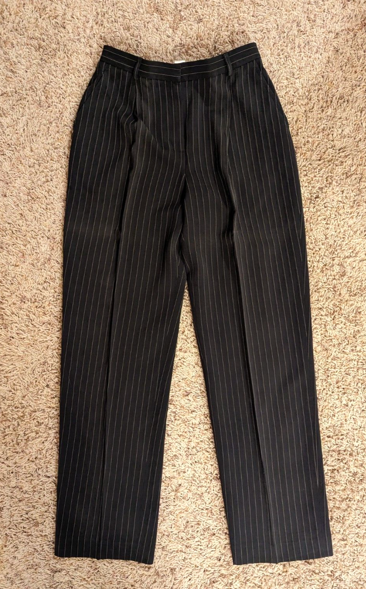 Jones New York womens size 4 pinstripe black slacks wide leg
