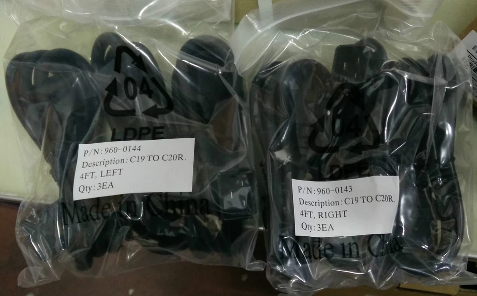 APC AP98894F C19 to C20 Power Cord Kit: 1x 960-0143 Right+1x 960-0144 Left - NEW - Image 2 of 2