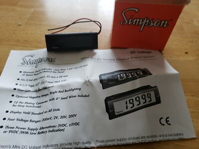 Simpson M14510131 Mini 4-1/2 Digit Digital DIN Meter Panel Display