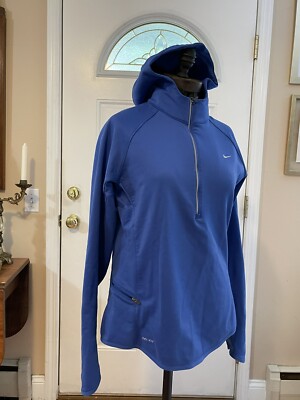 Nike Hoodie Half-Zip Women’s Running Jacket Size Large Reflective Logo  Backing