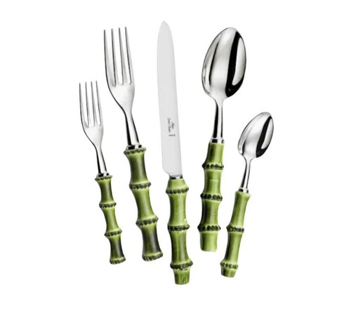 ALAIN SAINT JOANIS Green Bamboo Stainless 5-Piece Place Setting, NIB - 第 1/1 張圖片