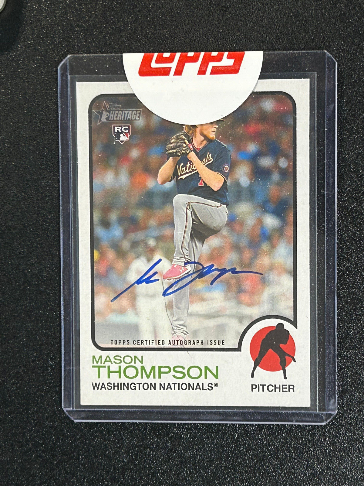 2022 TOPPS HERITAGE MASON THOMPSON RC AUTOGRAPH HARD REAL ONE ROOKIE Nationals
