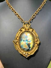 Huge Labradorite Pendant Necklace Handcrafted
