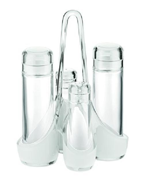 Guzzini Menage Set Olio Aceto Sale e Pepe Glam Vintage, Trasparente, 18.5 x 14 x
