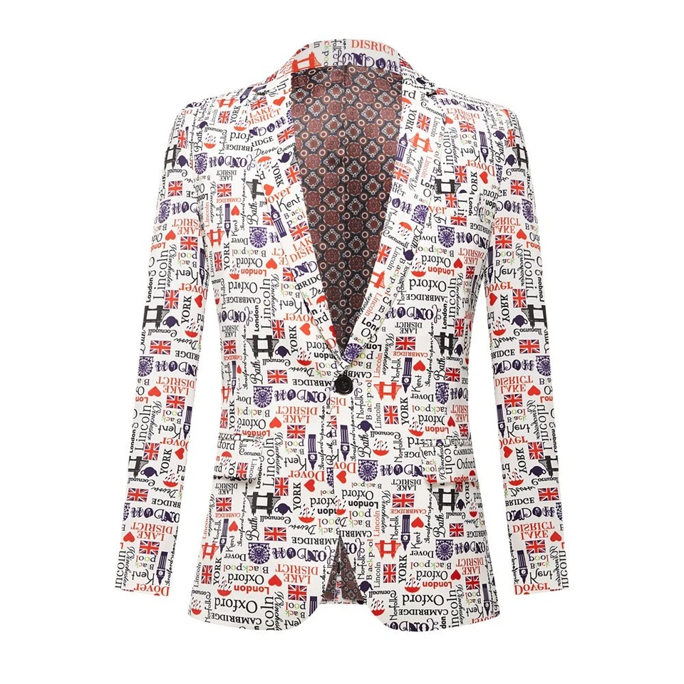 Moda Cachemira Hombres Chaquetas Blazer Calce Ajustado Esmoquin Muesca Solapa Floral Informal Foto 4 de 4