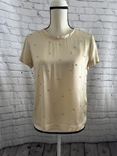 3.1 Phillip Lim Beige 100 Silk Satin Embellished Blouse Shirt Top Size 2 flaw