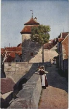 Old postcard postcard Rothenburg- Kobolzellertor with weir GERMANY (1075404)