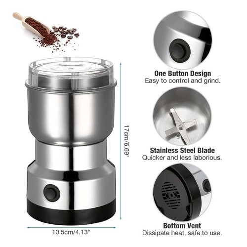 Portable Electric Coffee Grinder Nut Herb Grind Spice Crusher Mill Blender - Picture 11 of 14