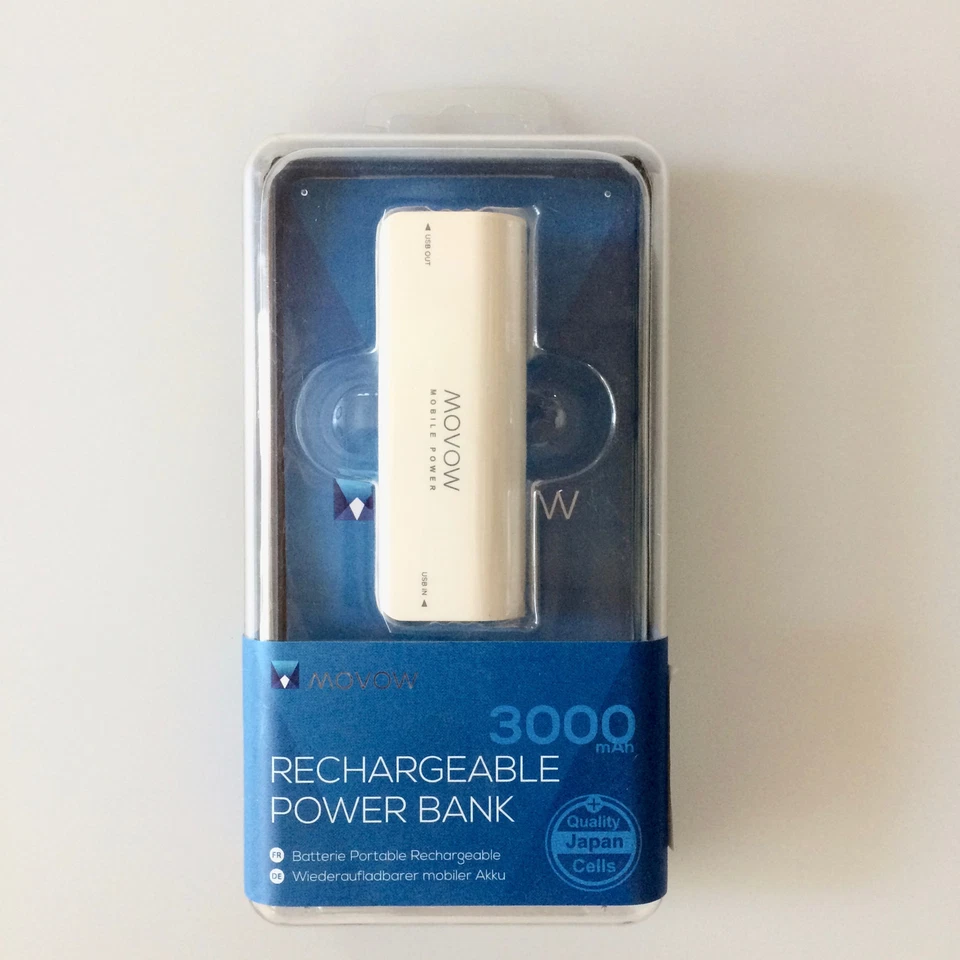 Movow Power Bank Battery 3000mAh Power Bank externer Akku Pack USB 5V 1 A weiss - Bild 1 von 1
