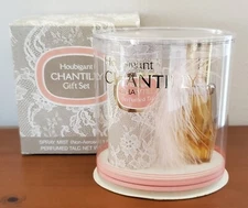 NEW Vintage Houbigant CHANTILLY Talc & Spray Mist Gift Set Box Feather PRISTINE