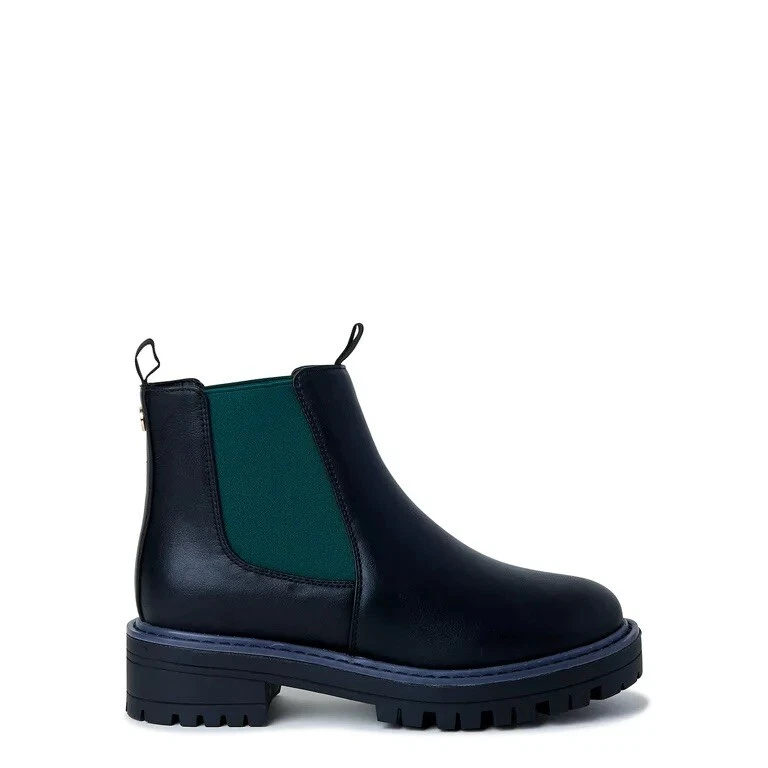 C. Wonder女式Color Block切尔西靴黑色/绿色8M — 第 3/4 张图片