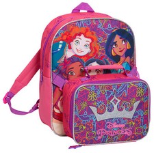 Disney Princes Backpack With Lunch Bag Girls School Matching 2 piece Lunch Set  