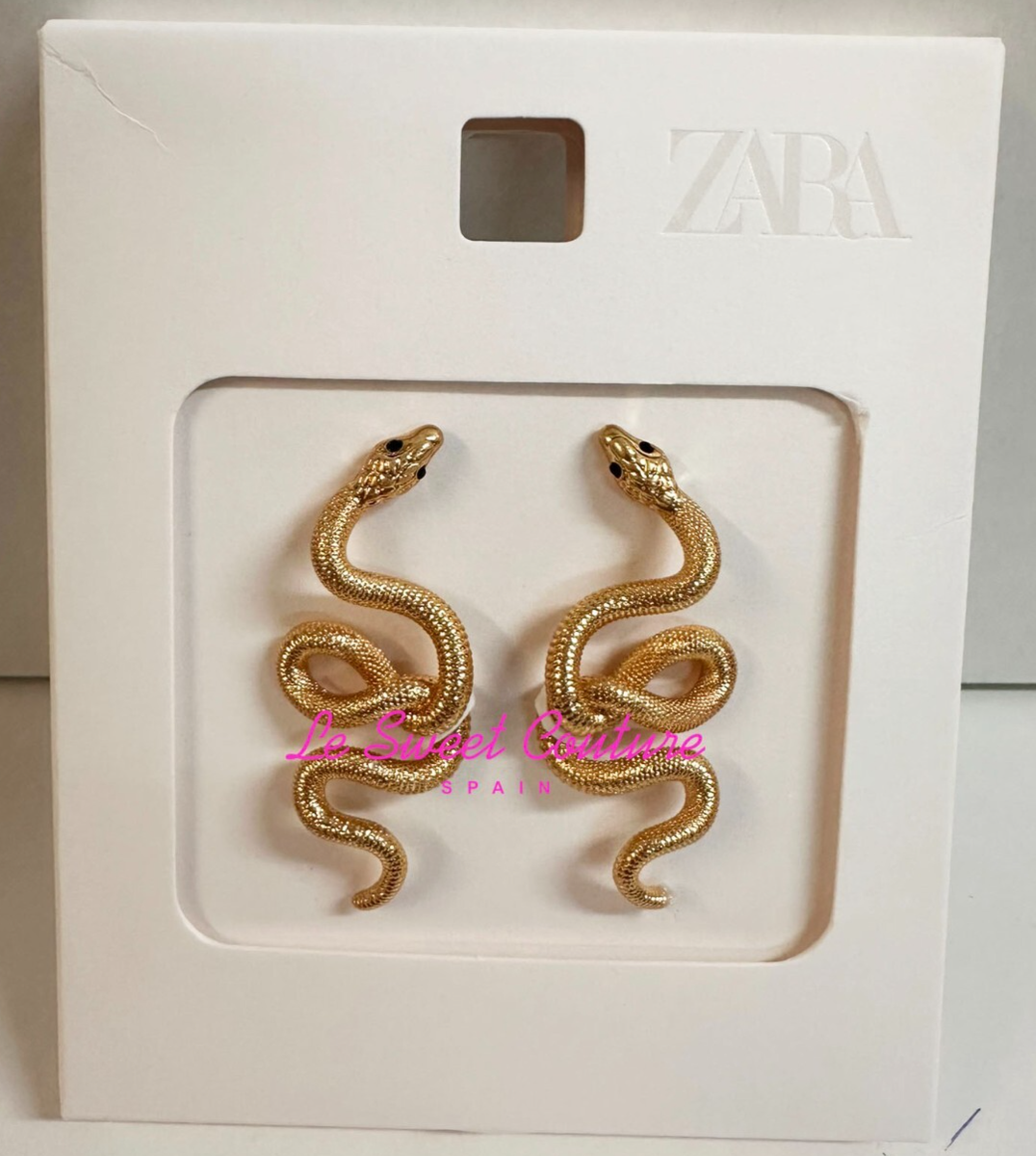 ヌートリア ZARA WOMAN NWT SS25 METAL SNAKESKIN PRINT EARRINGS GOLDEN