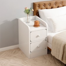 Wooden White Bedside Table Cabinets Modern Drawers Storage Bedroom Furniture