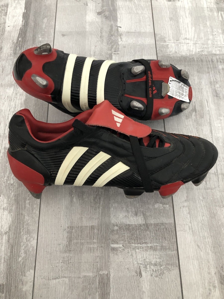 Adidas Predator Pulse SG Red Black Leather Football Soccer Adidas Predator Pulse SG Red Black Leather Football Soccer