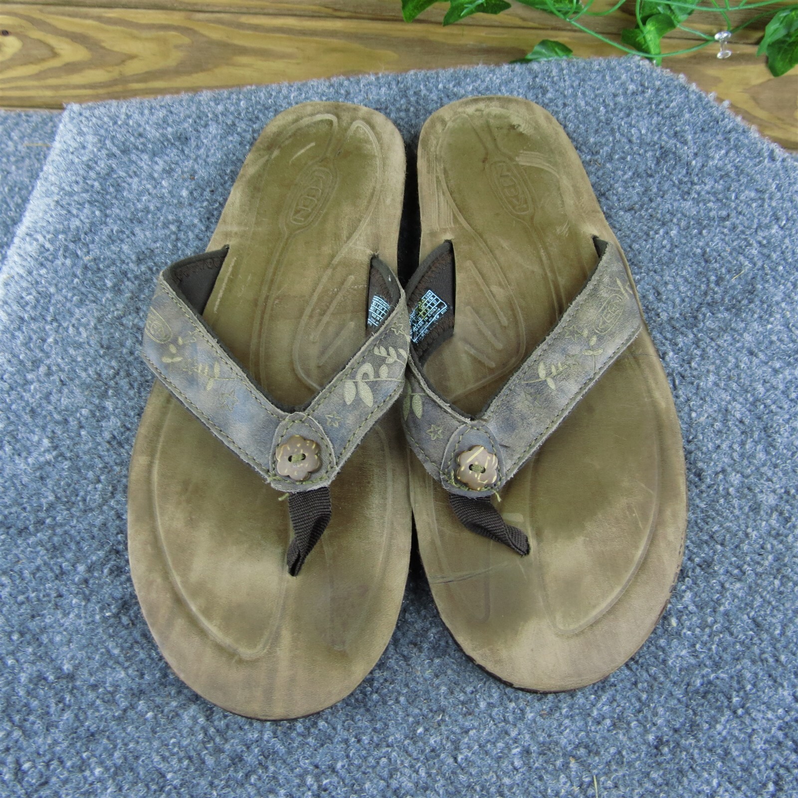 KEEN scarpe sandalo infradito donna pelle marrone taglia 10 media