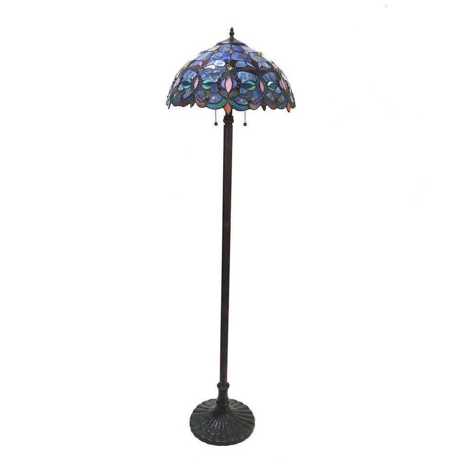 Lámpara de pie de 3 luces estilo Tiffany estilo vitral victoriano multicolor Foto 4 de 4