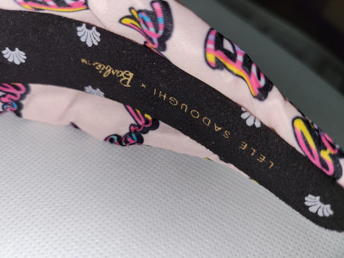 BARBIE X LELE SADOUGHI NWT AUTHENTIC ICONIC PINK PRINT LOGO KNOTTED HEADBAND Lele Sadoughi X Barbie Stripe Printed KnottedHeadband NWOT  main image 4