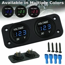 DC 12/24V Car Dual Battery RED LED Digital Volt Meter Boat Voltage Marine Gauge