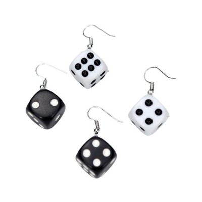 2 Pairs Dice Earring Contracted Sieve Disco Dancing Earrings Funny Cube Dice Cas