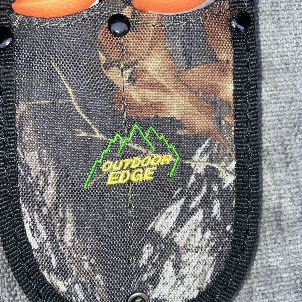 Juego de cuchillos de borde para exteriores caza mango naranja ciervo caza dos cuchillos y funda Foto 2 de 4